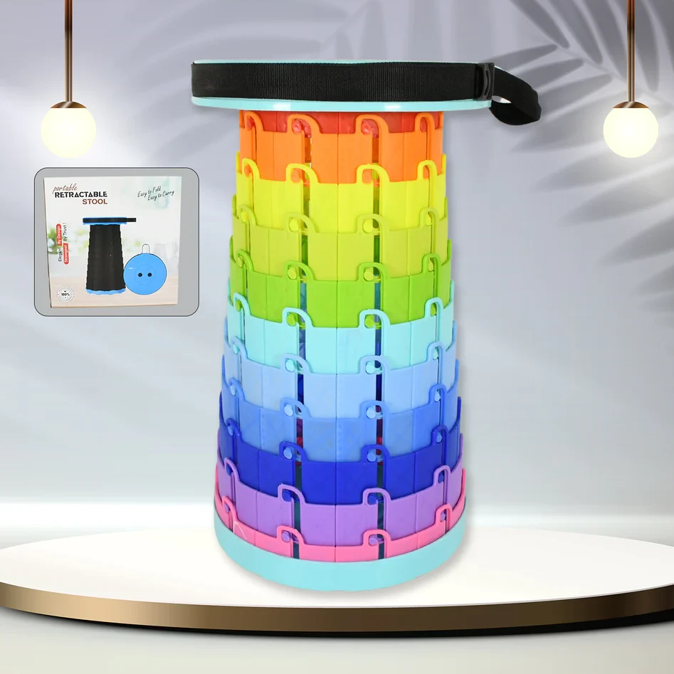 MULTI-PURPOSE FOLDING TABLE HEIGHT-ADJUSTABLE TELESCOPIC STOOL (1 PC)