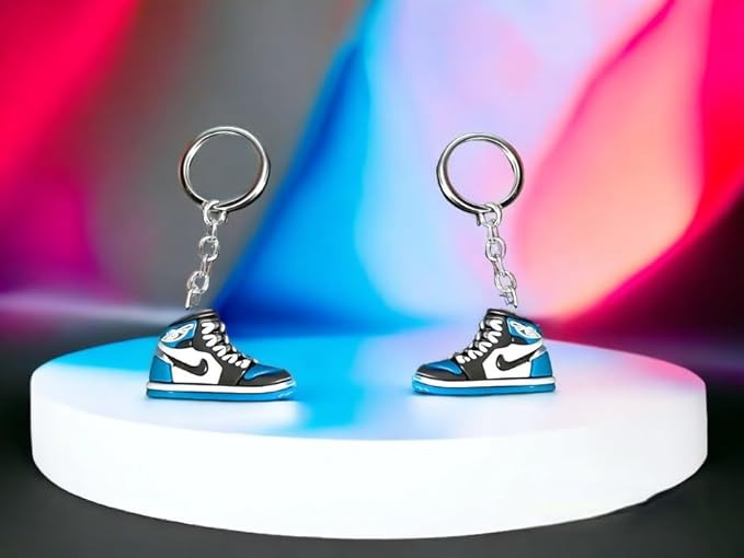 Fancy Stylish Sports Shoes Combo (Set of 2) Multicolour Rubber Keyring Keychain for men and women. Perfect Car and Bike key Accessory