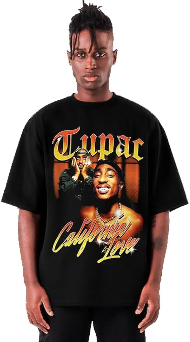 2 PAC Unisex Black Over-sized T-shirt