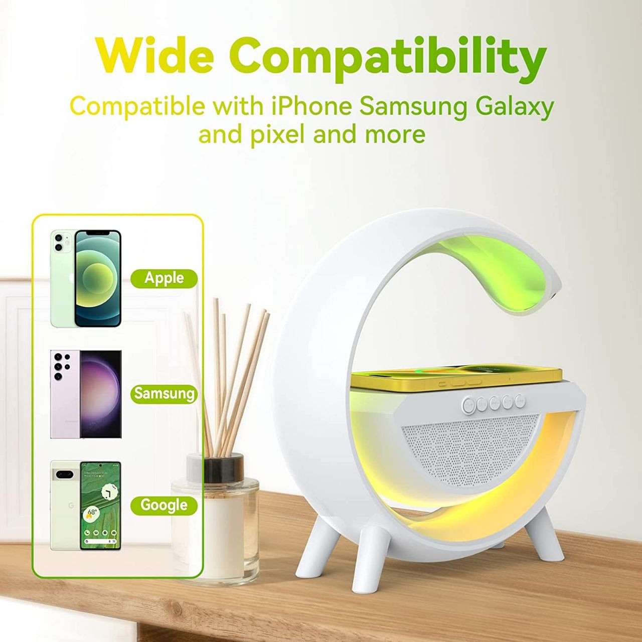 New Wireless charging atmosphere lamp Big Size original ? with box with wireless speaker ?? ( Google Speaker )